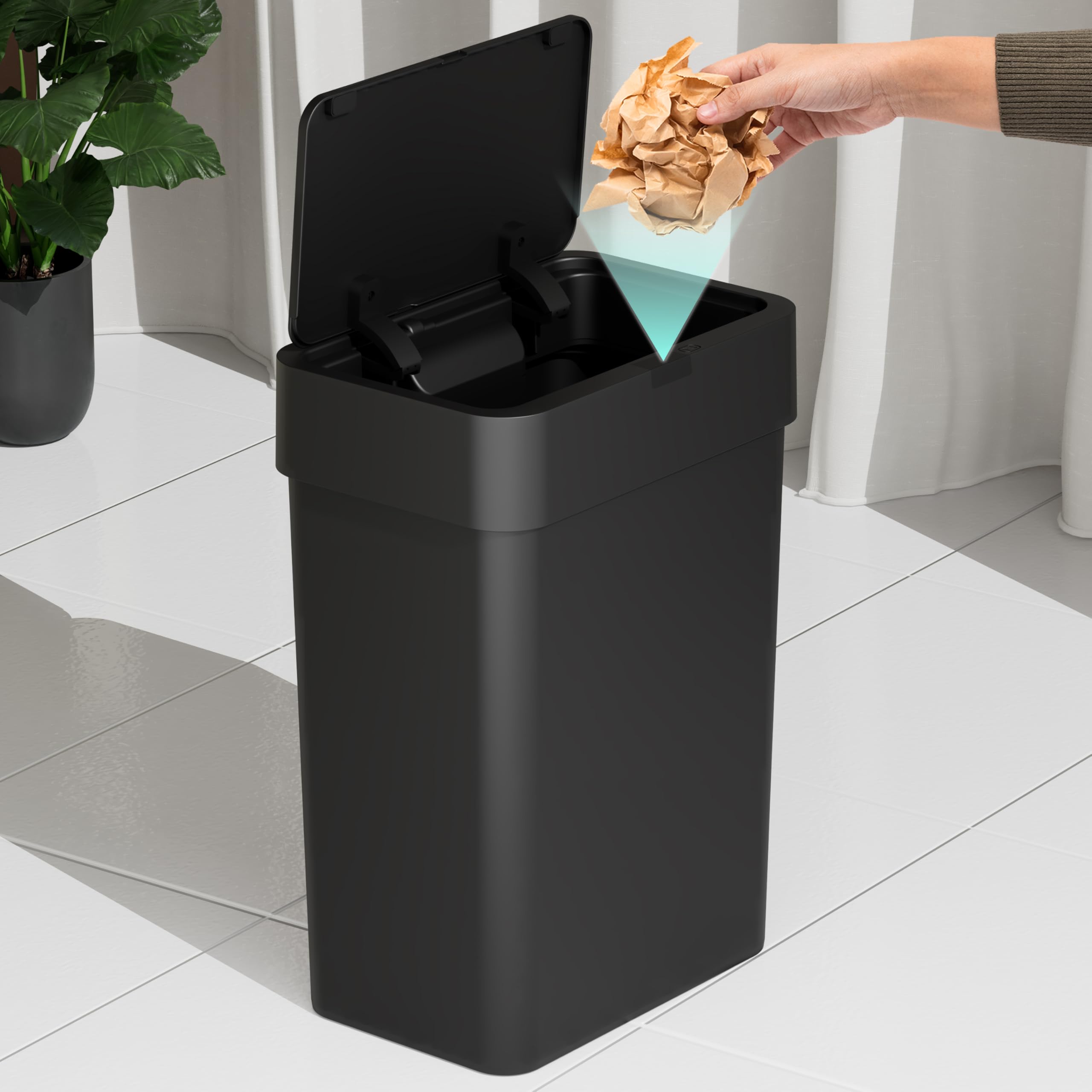 BUILDSKILL 15 Litre Smart Sensor Dustbin for Home | IPX5 Waterproof | 360° Odour Lock | Soft Close & Open | ABS Body | Compact Size | Convenient & Hygienic | Touchless Smart Dustbin for Home (Black)-picture-30
