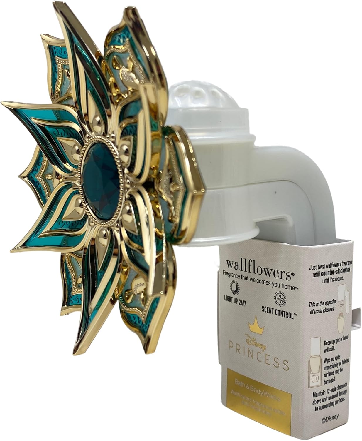 Bath & Body Works Limited Edition Princess Collection Jasmine Adjustable Wallflowers Scent Control Nightlight Fragrance Plug with a Natural Oats Sample Soap