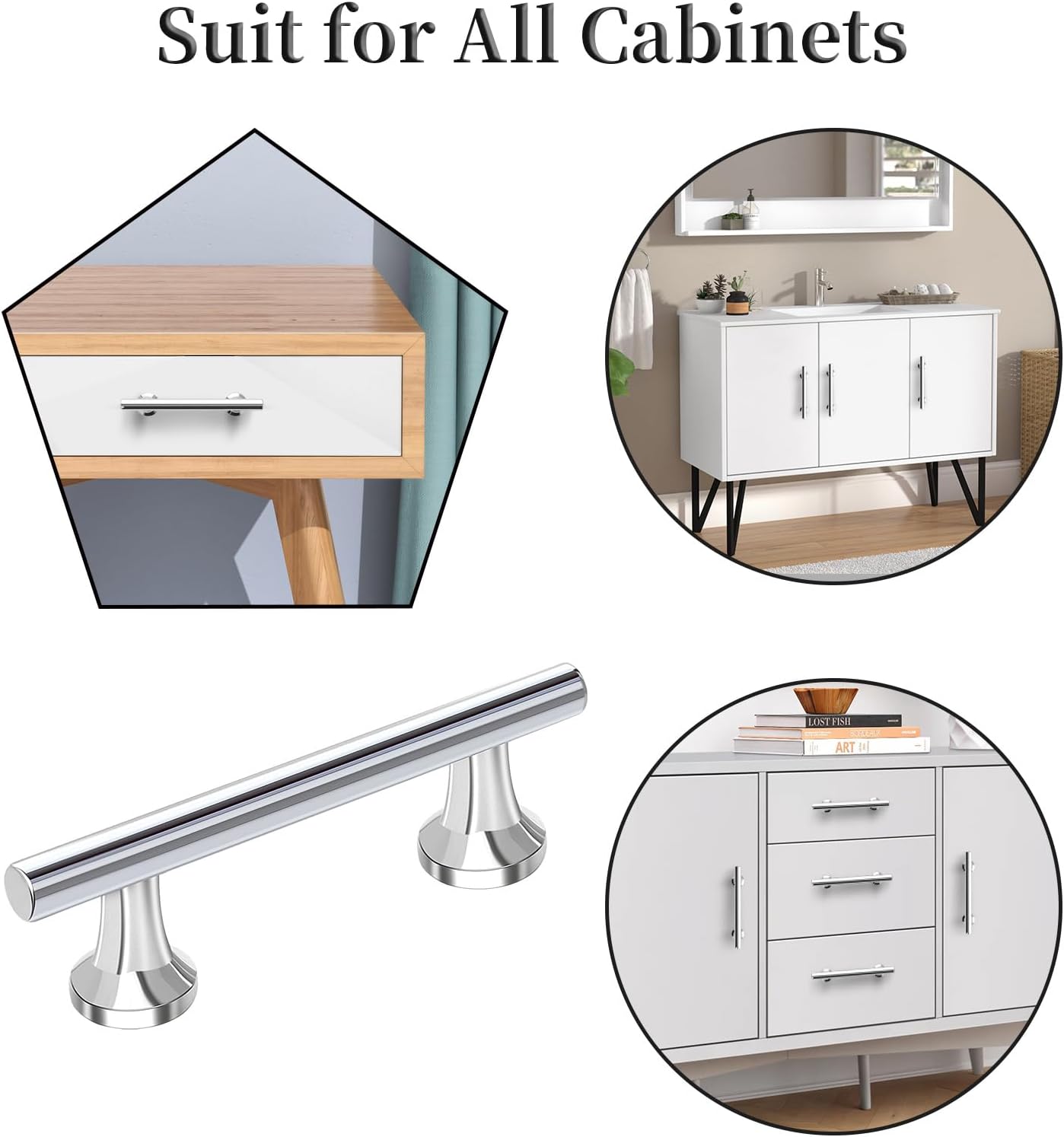 NEGS Chrome Cabinet knobs Chrome Cabinet pulls Chrome knobs for cabinets Chrome knobs Polished Chrome Cabinet knobs Chrome Cabinet Handles Cabinet knobs Silver (6, Polished Chrome, 4 inch)