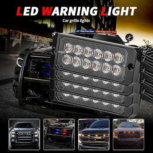 Miniatura 7 de Kit de luces de advertencia estroboscópicas de emergencia LED superbrillantes de 48 LED para automóviles, barra de luz LED de advertencia de peligro