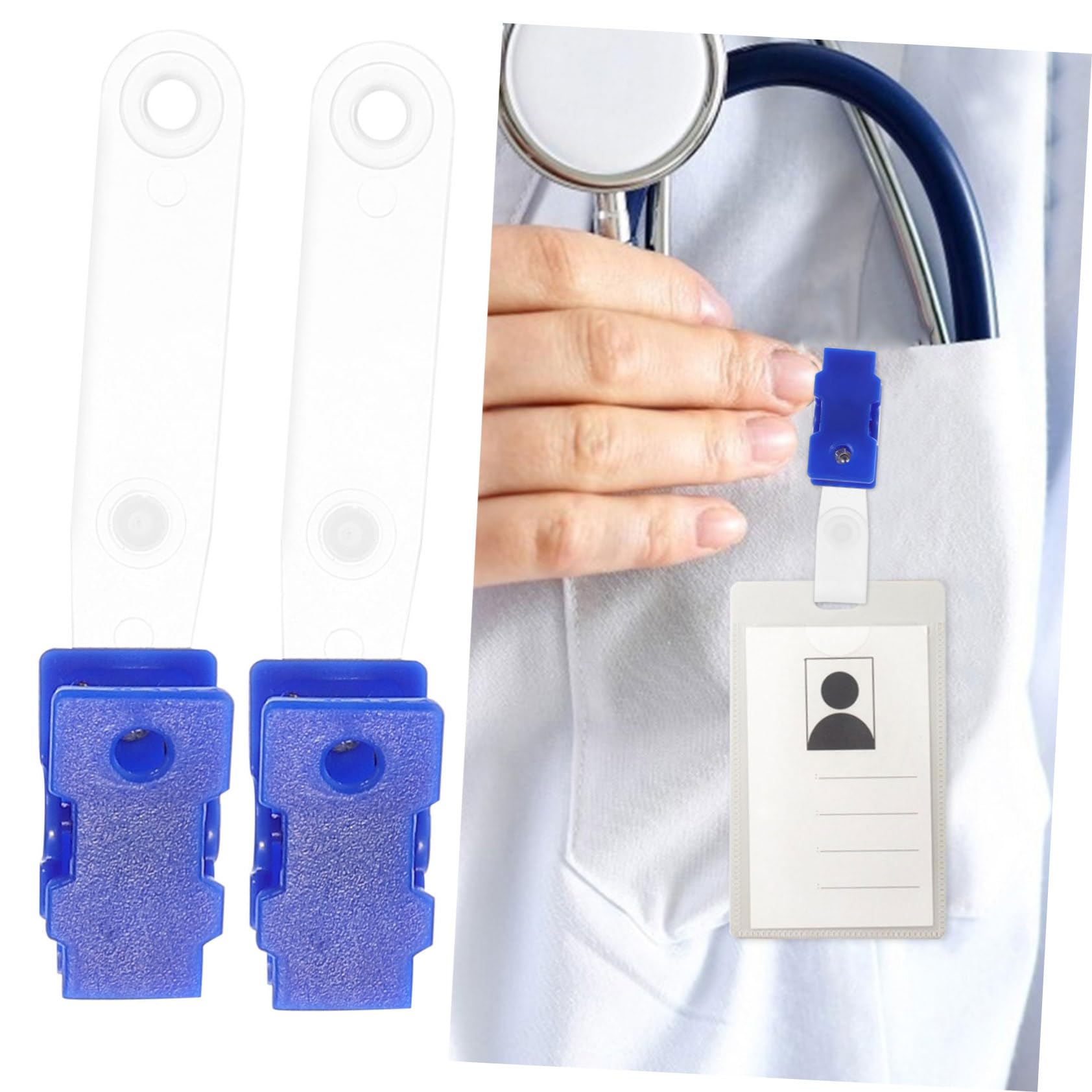 HOMSFOU 5 Ensembles Clip De Support De Carte À Nez Clé Plusieurs Agrafe Plat Insignes Clips Pour Badge De Travail Clips De Badge Avec Sangles Clips Porte-nom Plastique Bleu 100 Pièces * 5