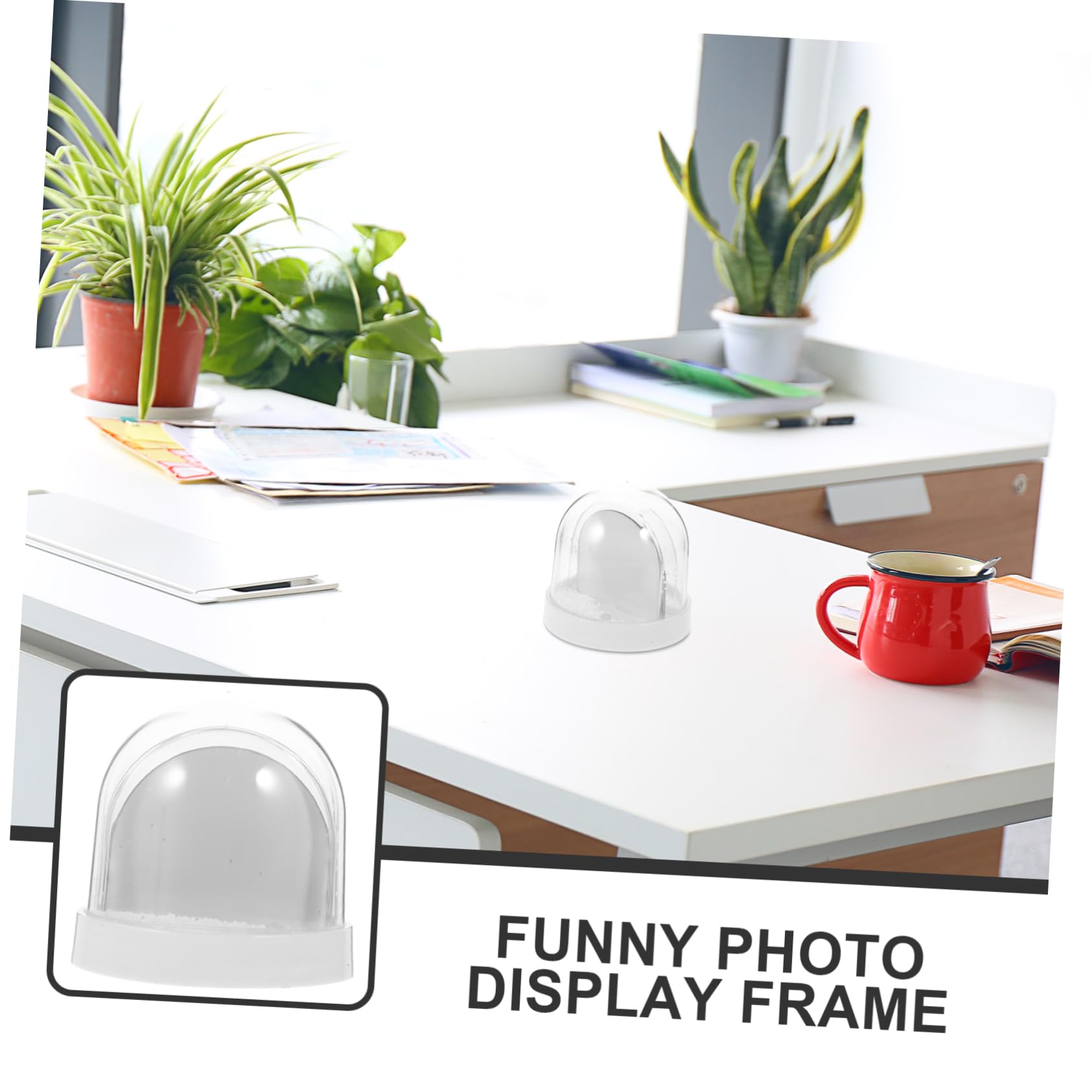 MAGICLULU 4pièces Boule à Neige Photo Globe Transparent Personnalisable Avec Base Blanche Pour Décorations Et