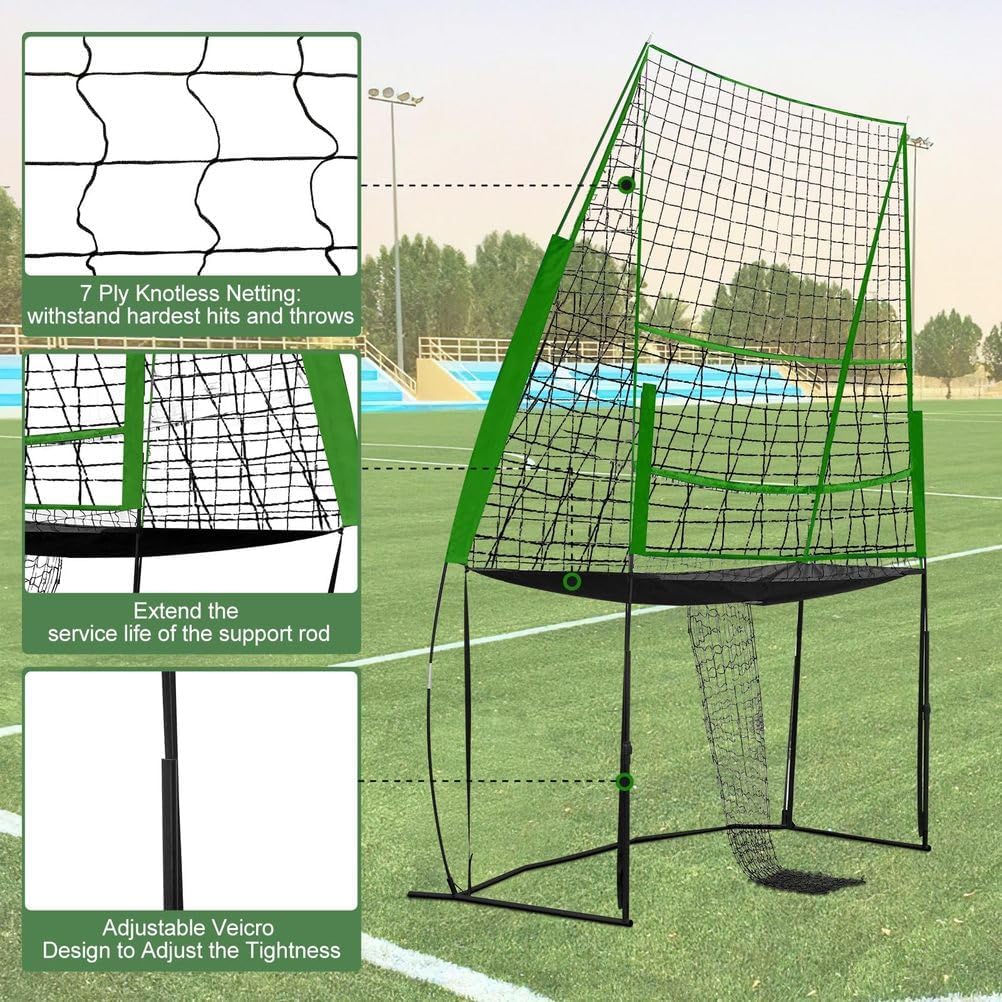 Sistema de red de entrenamiento de voleibol, red de práctica ajustable de 11 x 8 pies para golpear y servir, portátil para patio trasero y uso en interiores y exteriores