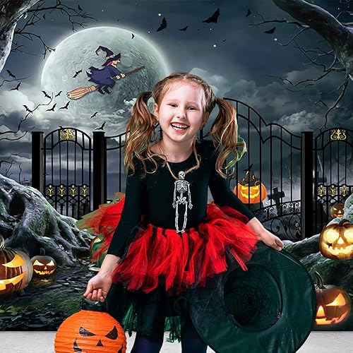 Miniatura 4 de Fondo de fotografía de Halloween de 7 x 5 pies, cementerio, bruja, calabaza, farol, decoración de fiesta de cumpleaños, pancarta de estudio