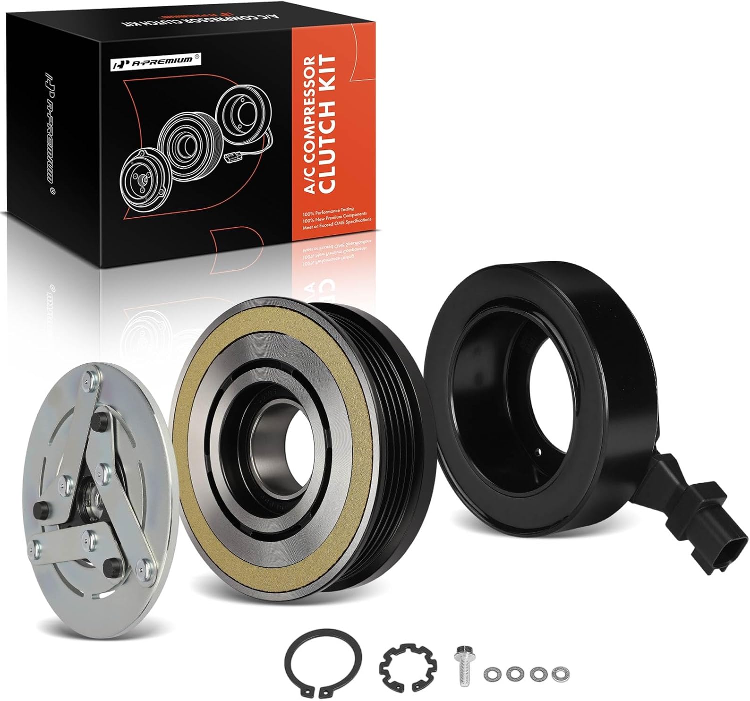 A-Premium Air Conditioner AC Compressor Clutch Kit Compatible with Ford Escape 2013-2014 2.5L, Focus 2012-2013 2.0L, Focus 2014 2.0L