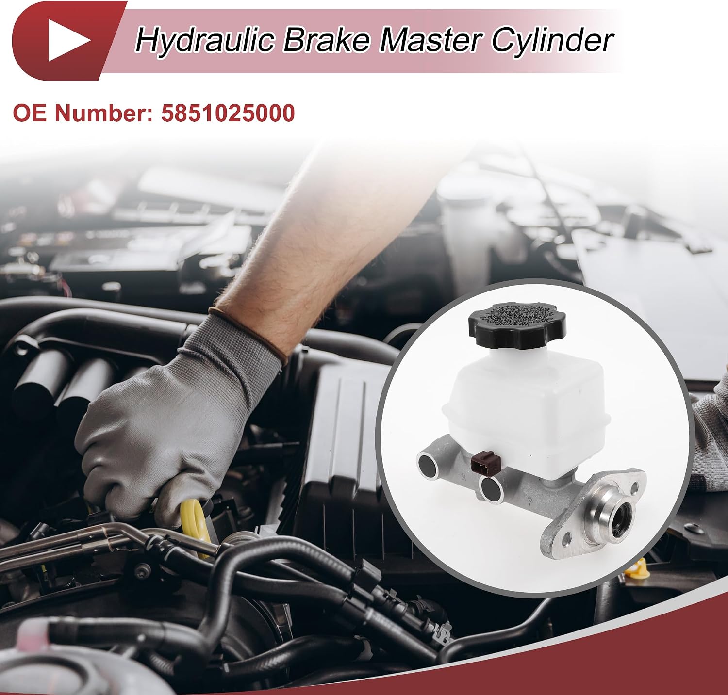 Brake Master Cylinder with Reservoir No.5851025000 for Hyundai Accent 2000-2004 Hydraulic Master Cylinder Aluminum Alloy,Plastic 1 Pc