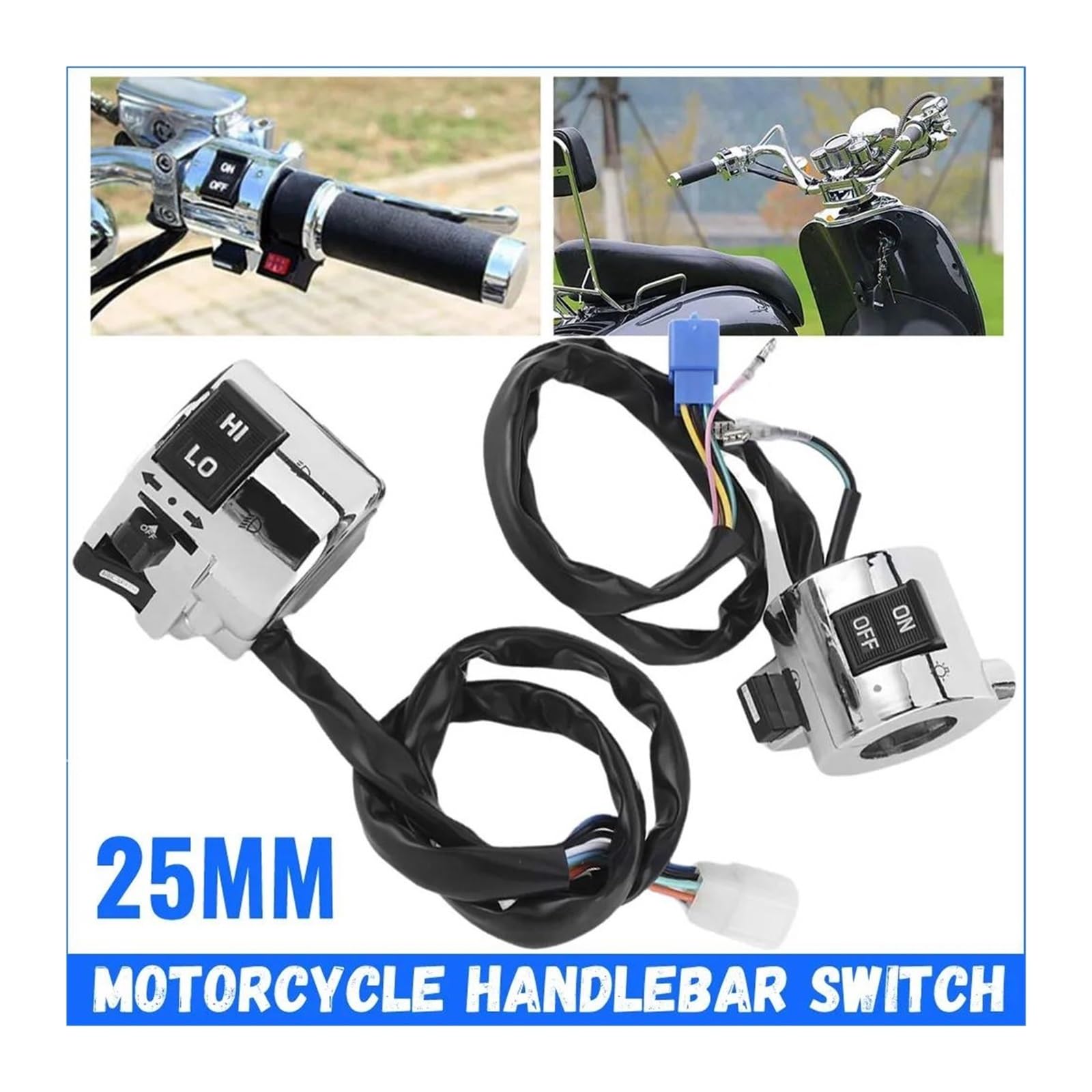Commutateur Guidon Moto Universel - Klaxon, Clignotants, Feux - Compatible 7/8 Pouces, 12V