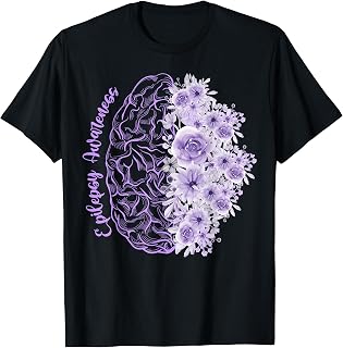 Epilepsy Awareness Brain Flower Mental Health Neurodiversity T-Shirt
