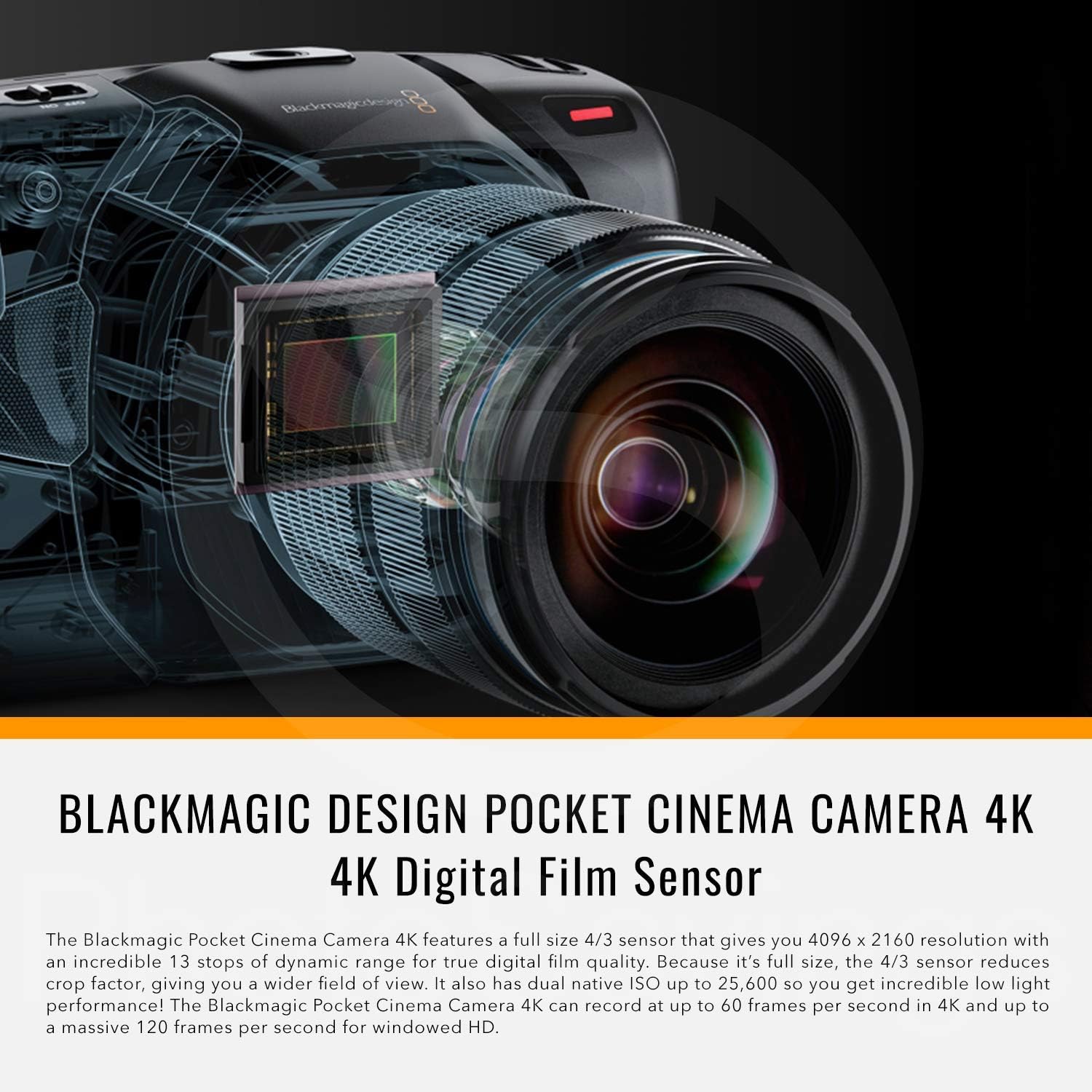 Bеѕt Quаlіtу 🔥 Blackmagic Design Pocket Cinema Camera 4K (CINECAMPOCHDMFT4K) W/Micro Four Thirds Mount + Condenser Shotgun Microphone, LED Light, 64GB Card, Monopod, Backpack, Strap & Complete Video Bundle