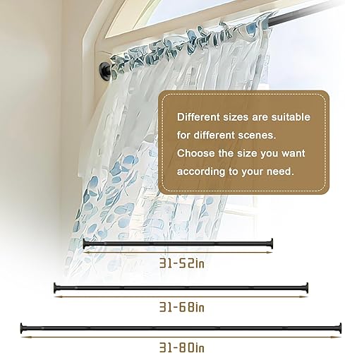 Vista 5 de Barras de cortina de ducha negras – 31 – 68 pulgadas, barras de ducha de tensión de resorte para baño, ajustables, sin perforación, sin óxido, acero