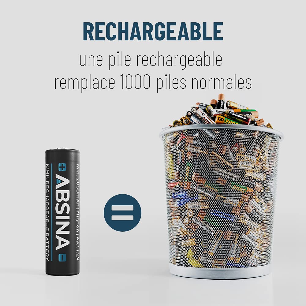 ABSINA 4X AAA Batterie Gigaset 800 mAh NiMH 1,2V - Piles pour téléphone Batteries, Pile pour Telephone Fixe sans Fil - Compatible avec A400 A415 AS405 A510 AS690 C430 C530HX E560 CL660HX