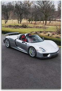 GLMHOK Hypercar Poster GT Silver 918 Spyder Luxury Racing Sports Super Car Decorative Painting Canvas Poster 16x24inch40x60cm