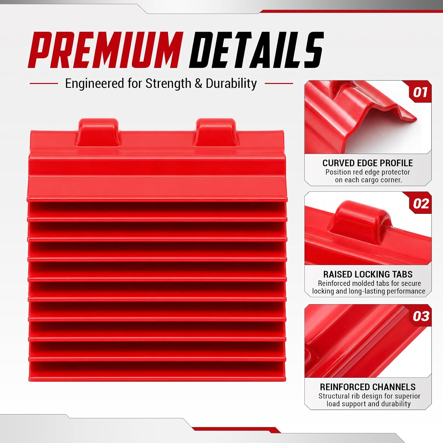 Klyyo 10 Pcs Red Corner Protectors Truck Load 4x4x11 In, Flat Style