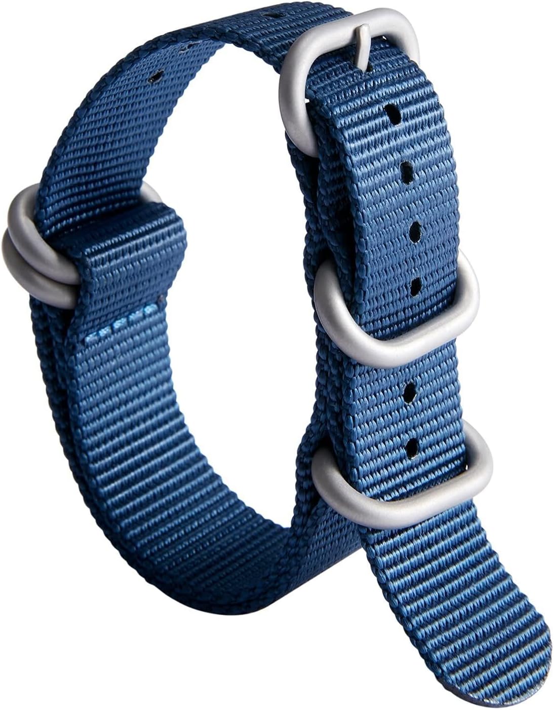 BINLUN Premium Ballistic Nylon Watch Strap, Heavy Duty 5-Ring Replacement Watch Band with Stainless Steel Buckle, Comfortable Sport Band for Men Women, Fits 18-24mm