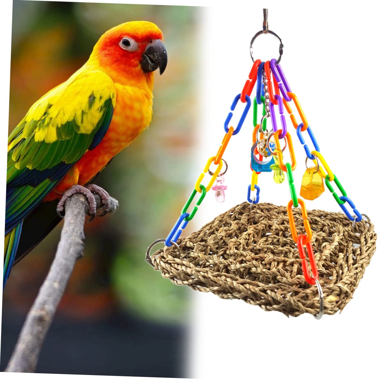 Sosoport 3piezas Hamaca De Juguete para Periquitos Columpio para Aves Juguete De Masticar para y Aves Pequeñas Accesorio Divertido y Seguro Entretenimiento De