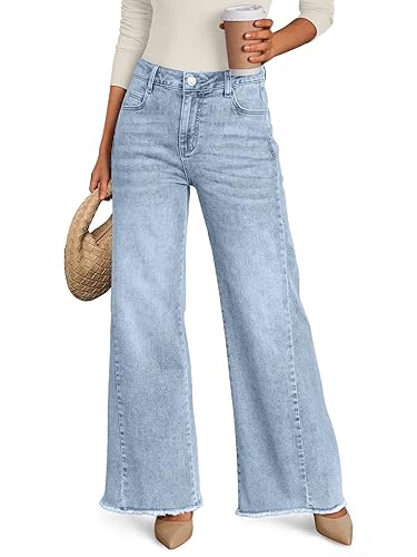 Women's Wide Leg Jeans, Relaxed Loose Straight Leg with Raw