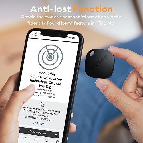Miniatura 6 de ATUVOS Paquete de 1 etiqueta Air Tracker, rastreador de equipaje Bluetooth funciona con Apple Find My APP (solo iOS, no para Android), buscador de