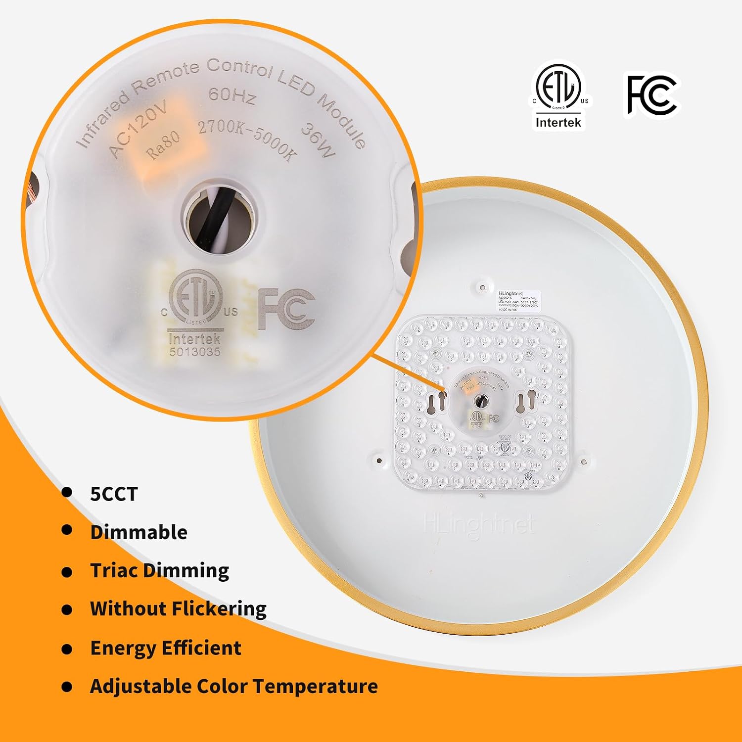Flush Mount Ceiling Light Gold 12 inch LED Dimmable Ceiling Lamp Remote Control 5CCT(2700K-5000K) Bedroom Lamp Light Fixture for Bedroom Foyer Kitchen Entryway Closet Hallway