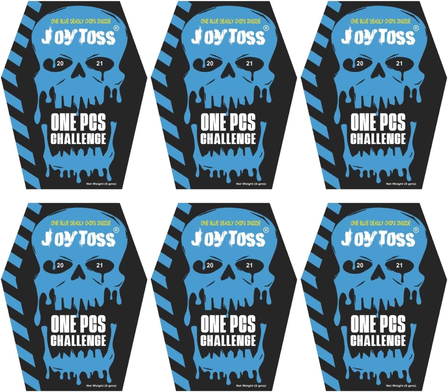 Joytoss one-pcs-Challenge (Pack of 6) | Extreme Spicy Tortilla Chips | Hottest Chips in the World | Ultimate Hot Snack | 30 Grams