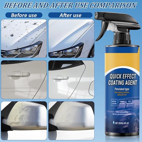 Car Polish Ceramic Coating Car Spray Wax, 3 in 1 Auto Ceramic Spray for Shine and Protection, Waterless Car Wash Quick Effect Coating Agent for Shine and Protection (2 PCS)