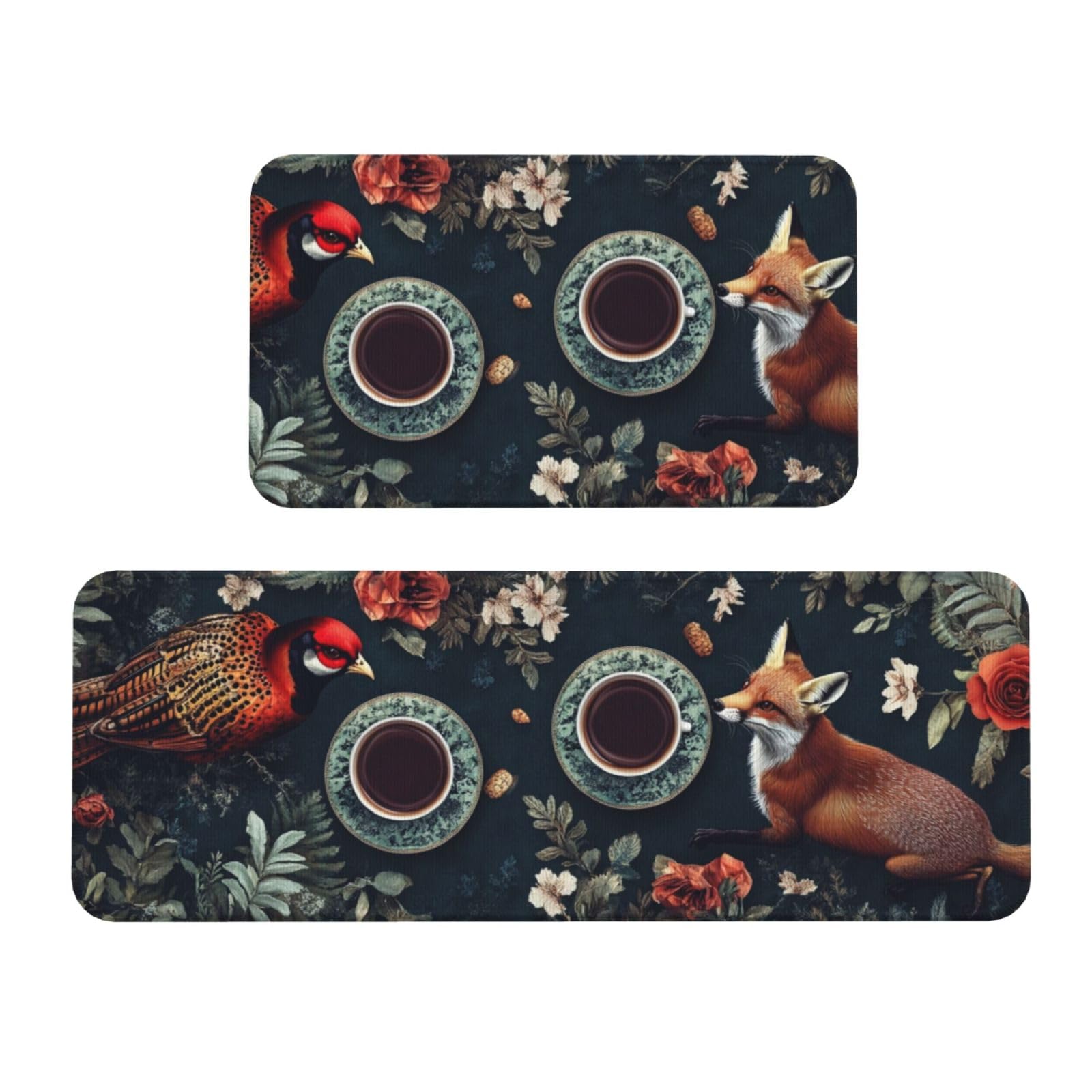 Tapetes de cocina para suelo antideslizantes Fox And Bird lavables y muy cómodos