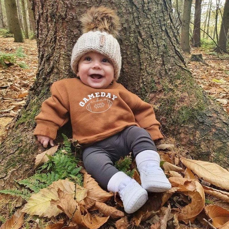 Infant Baby Boy Outfits Football Print Sweatshirt Top with Elastic Pant 2Pcs Toddler Fall Winter Clothes Set - Image 2