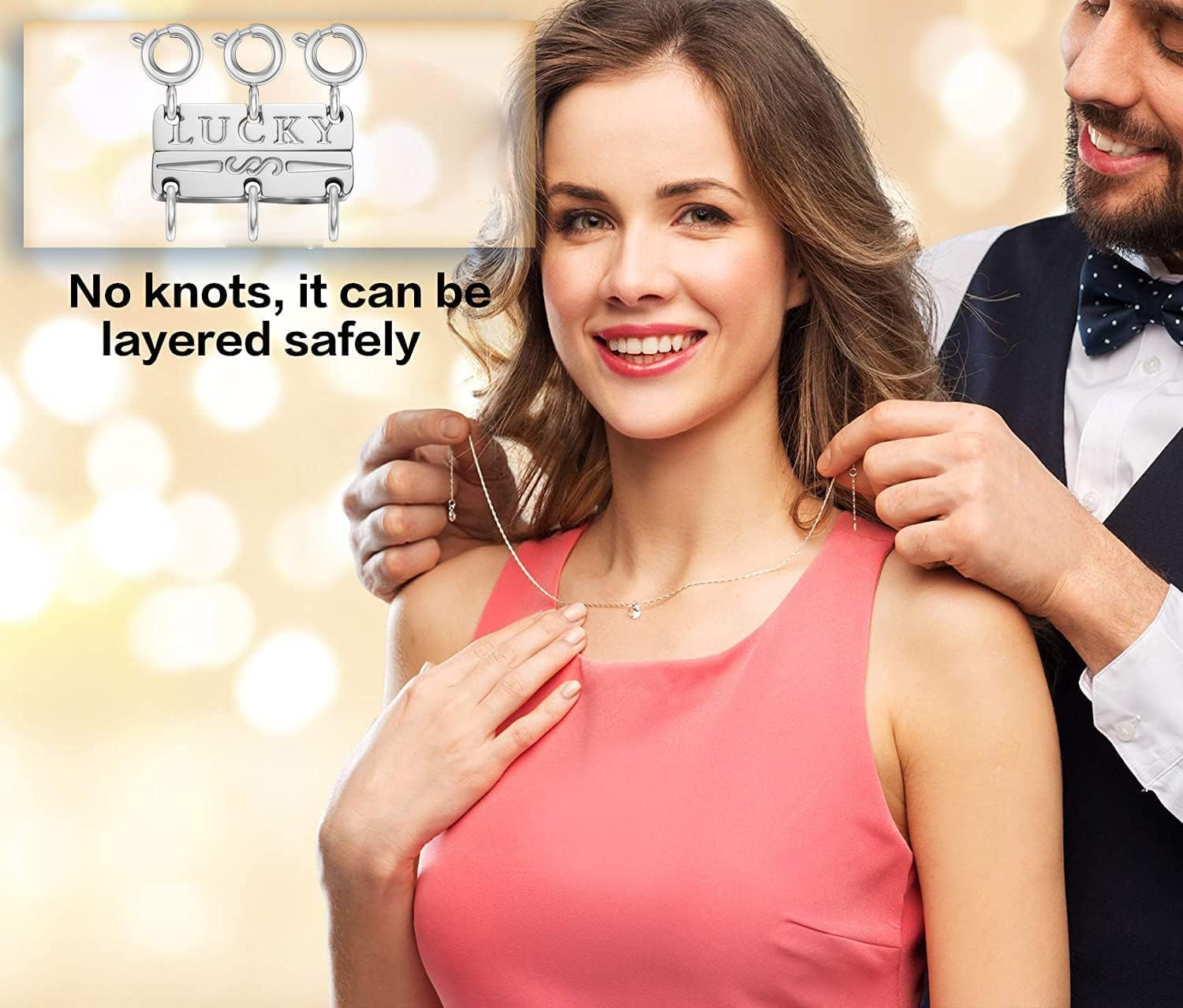 kcctoo Necklace Layering Clasp Womens Jewelry Separators 18K Gold and Silver Magnetic Multiple Necklace Clasp for Women Layered Look - Image 5