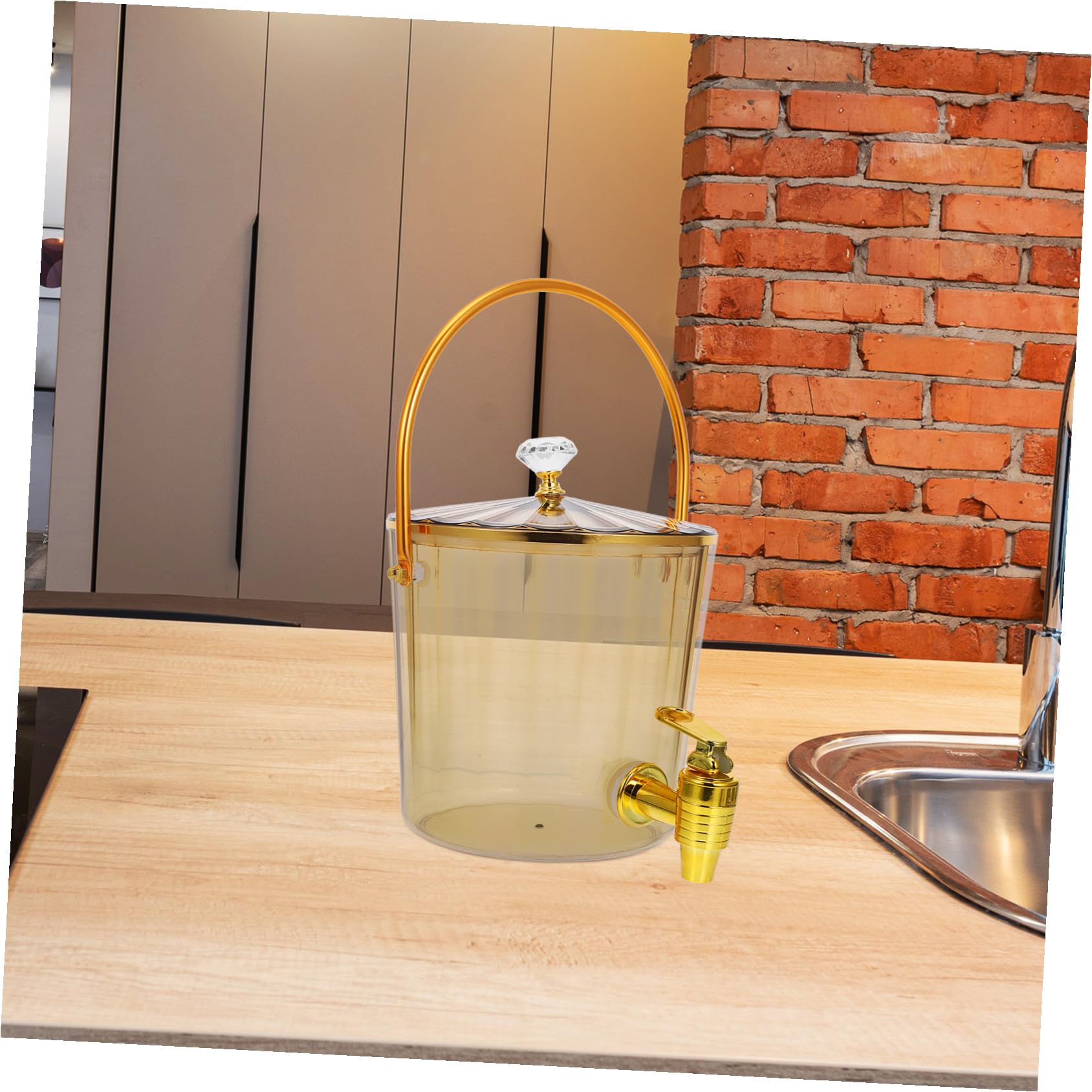 Kunststoff Getränkespender mit Zapfhahn 2200ml Wasserspender mit Deckel und Griff für Party und Outdoor Gebrauch Einfacher Getränkeausguss und Tragbar