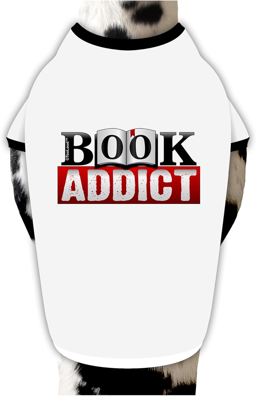 TOOLOUD Book Addict Dog Shirt White with Black XL