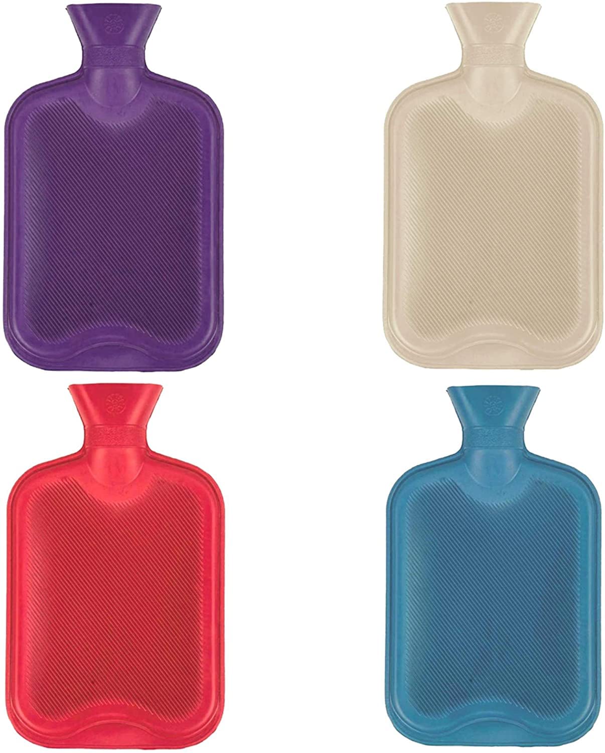 Z&K 2 Litre Random Colour Hot Water Bottle Traditional Pill Shaped Design Made with Natural Rubber Featuring Secure Leakproof Lid - Perfect for Easy Pain Relief at Home Or in Bed