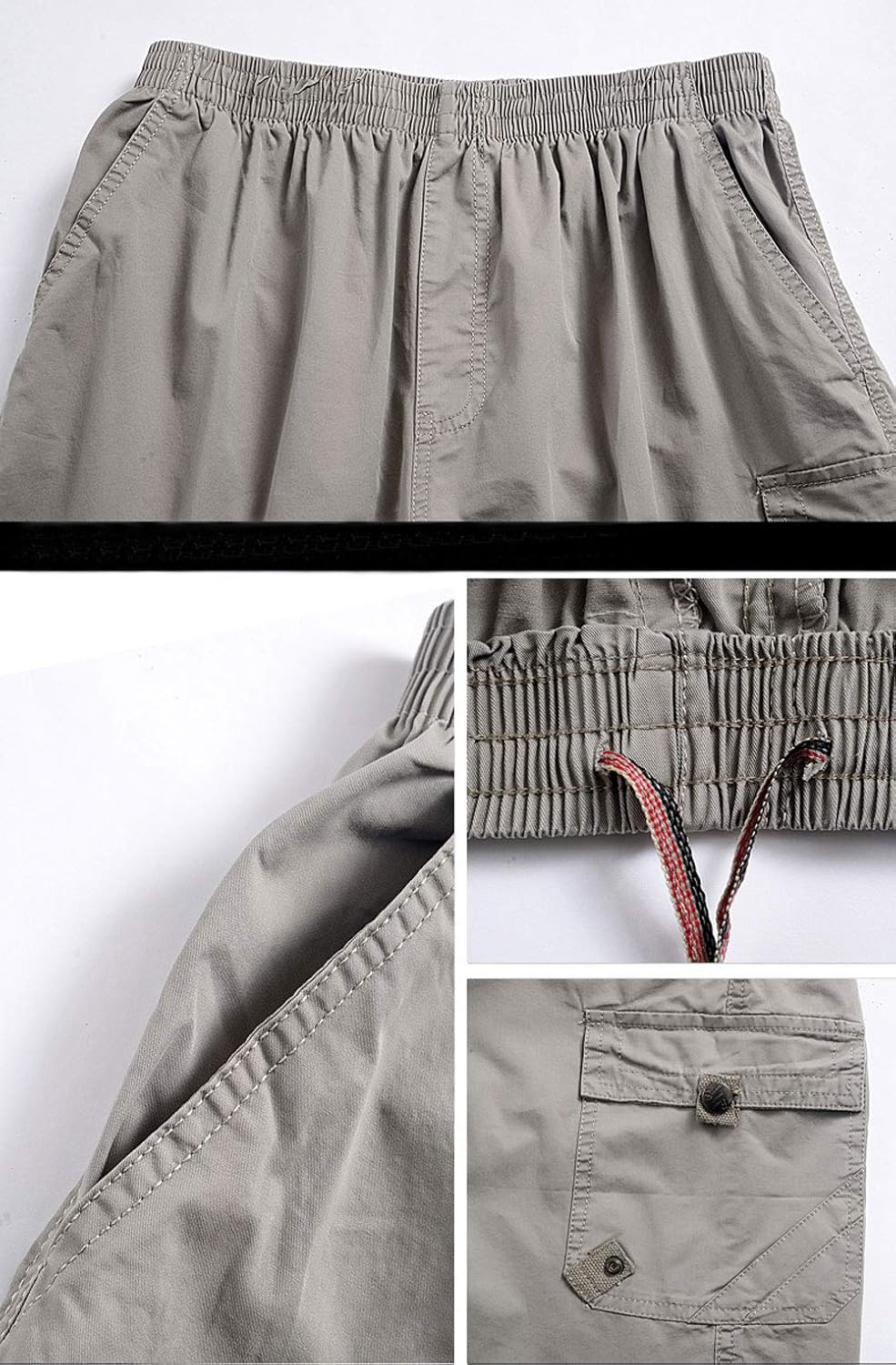 Mens Cotton Loose Drawstring Cargo Short with Full Elastic Waist - Image 6