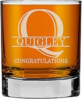 Vista 39 de Monograma grabado de cristal de whisky Rocks de 11 onzas (letra J), regalos de bourbon personalizados de la A-Z para hombres, día del padre, vidrio