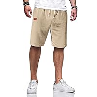 TARAINYA Pantaloncini Lino Uomo Bermuda Uomo in Morbido Cotone e Lino con Cordino