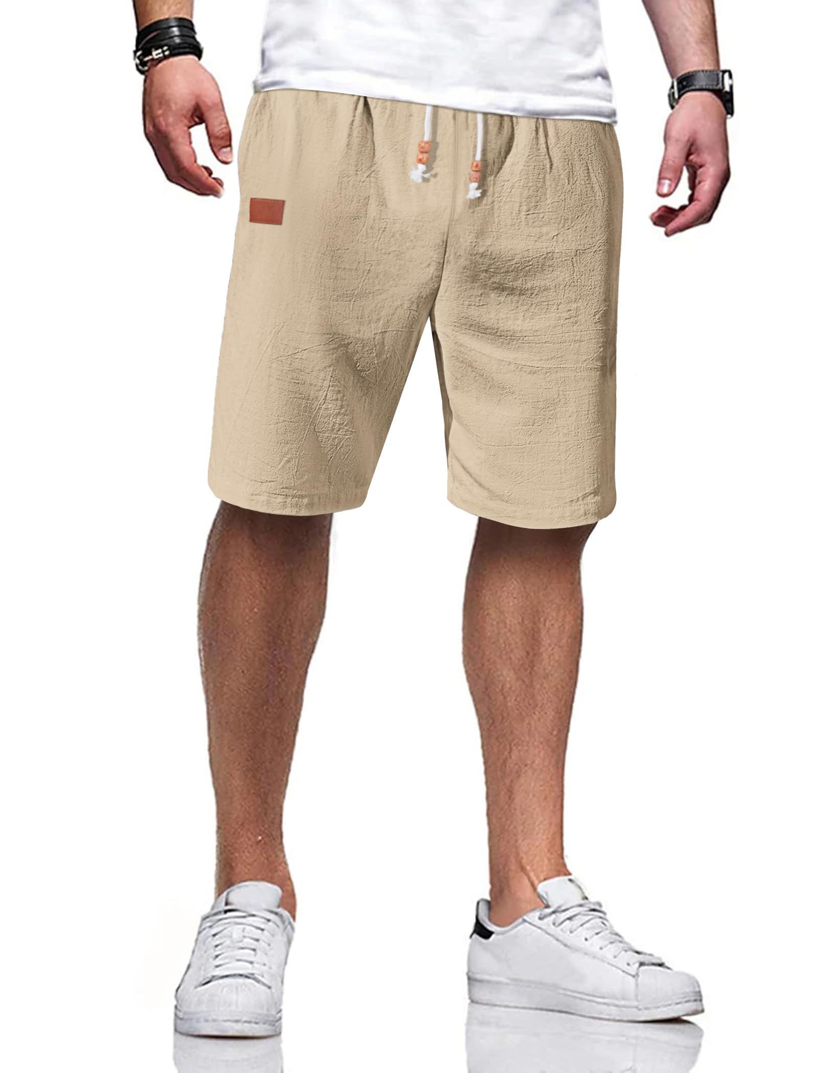 TARAINYA Pantaloncini Lino Uomo Bermuda Uomo in Morbido Cotone e Lino con Cordino Regolabile e Tasche