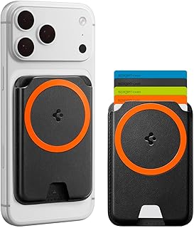 Spigen Valentinus MagFit+ Portafoglio (5 carte) Magsafe Wallet Magnetico Portacarte Compatibile con iPhone 17/16/15/14/13/12 Modelle, Accessori MagSafe - Nero