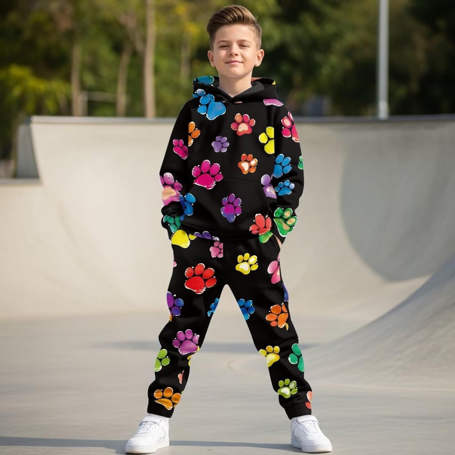 Kids Fleece Tracksuit Set: Ultra-Soft 2-Piece Hoodie & Pants, Cozy Loungewear for 5-12 Boys & Girls