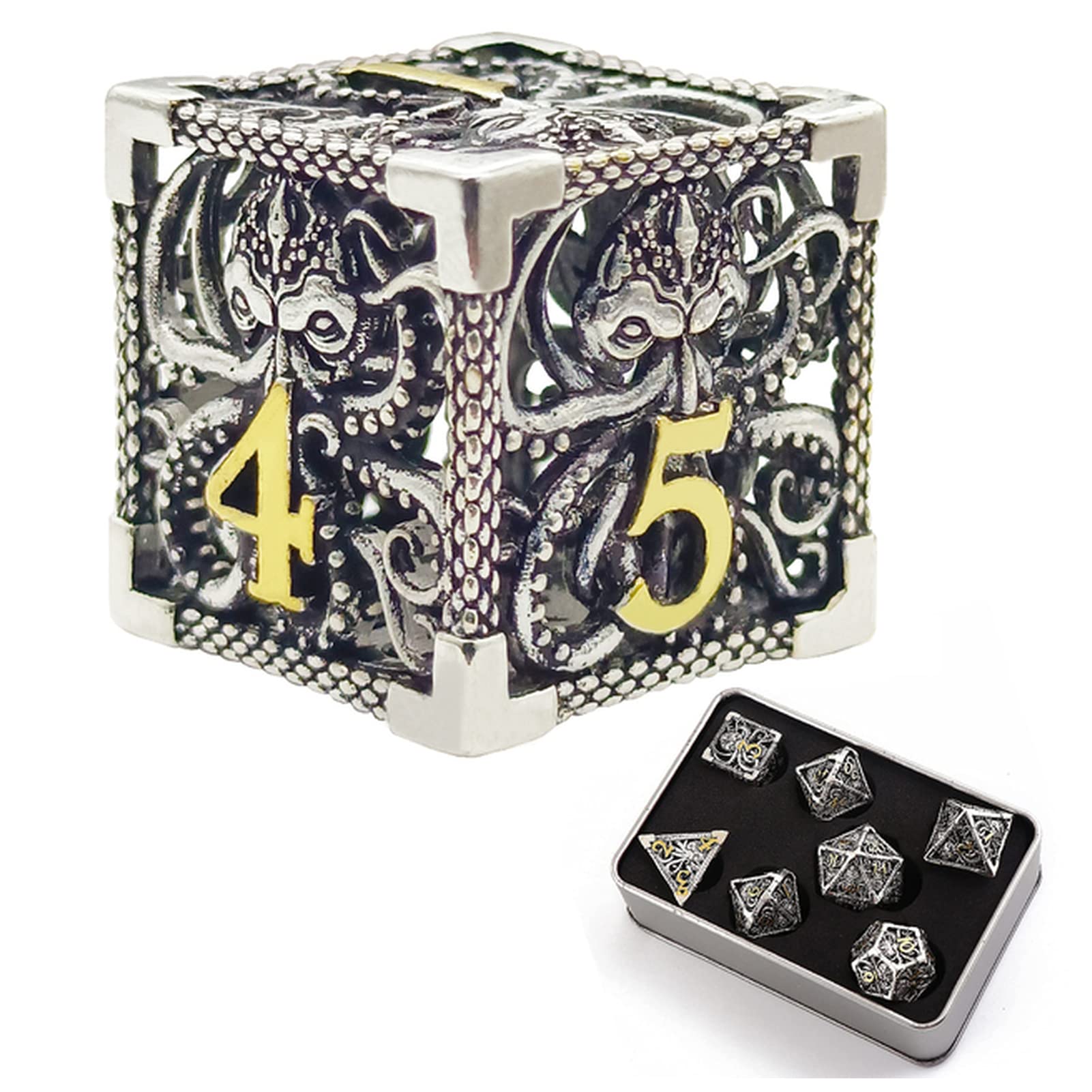 Dados Conjunto de Dados de Metal de Cobre 7pcs DND Dados de Cthulhu utilizados for Dungeon y Dragon rol Juegos de Juegos Dados Dado Gigante (Size : 379)