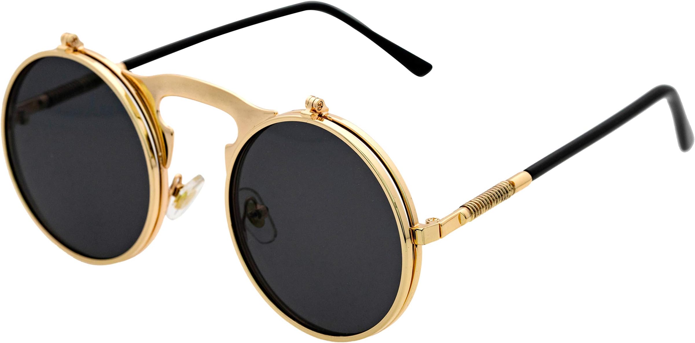Retro Flip-Up Round Goggles Steampunk Sunglasses