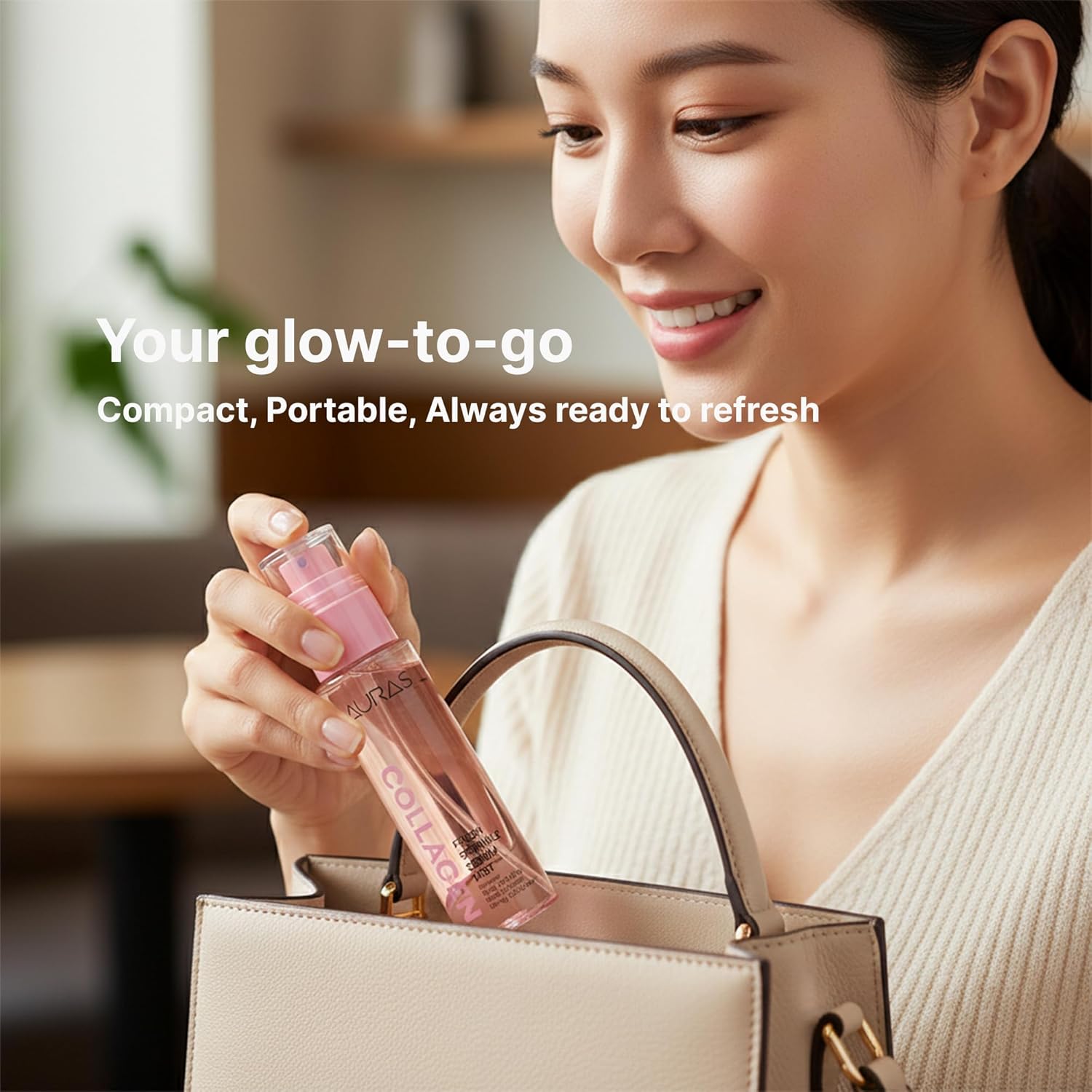 Auras Collagen Firming Mist K-Beauty | Fresh Activated Oxygen Formula Hydrating Spray Serum with Collagen Peptides, Korean Skincare Serum & Setting Mist for Dry, Aging Skin, 3.4 fl oz - Image 8