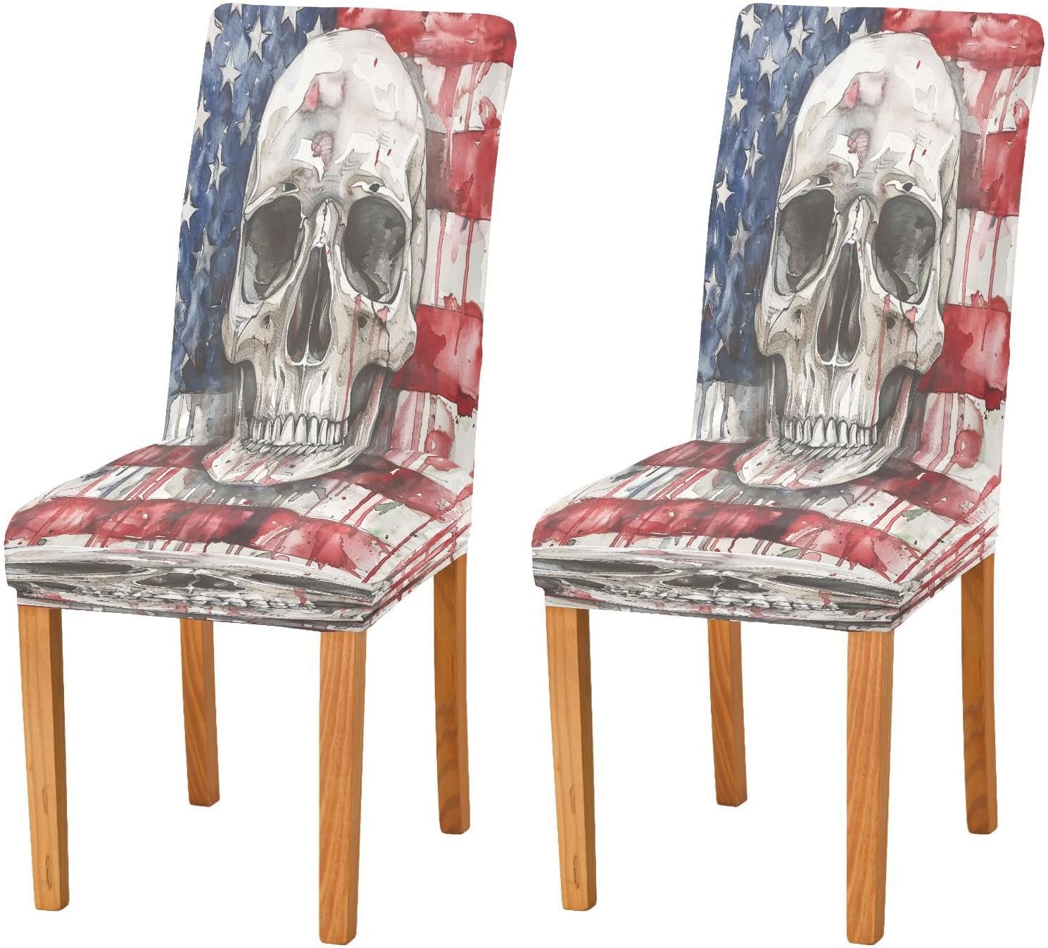 ALAZA Sugar Skull Girl Blue Hair Stretch Removable Washable Short Dining Chair Protector Cover Seat Slipcover for Restaurant Hotel Banquet Wedding Party