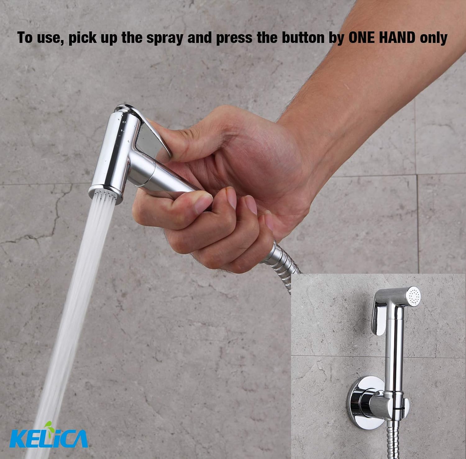Kelica 554131 Solid Brass Kitchen Sink Faucet Side Spray Head Replacement Only Handheld Bidet Toilet Spray Head Only Cloth Diaper Sprayer Kit Muslim Shattaf, Chrome Finish, Perfect for Cleaning