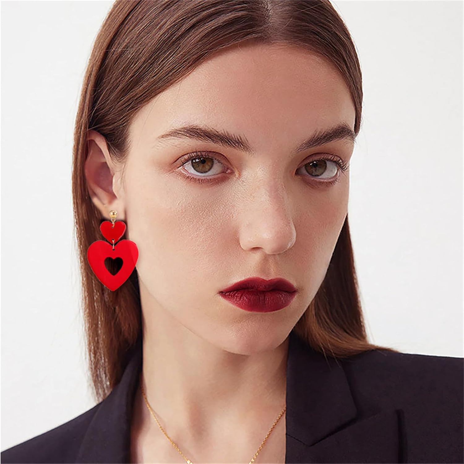 Handmade Heart Clay Earrings for Women Hot Pink XOXO LOVE Earrings Love Heart Dangle Earrings Holiday Party Jewelry - Image 2