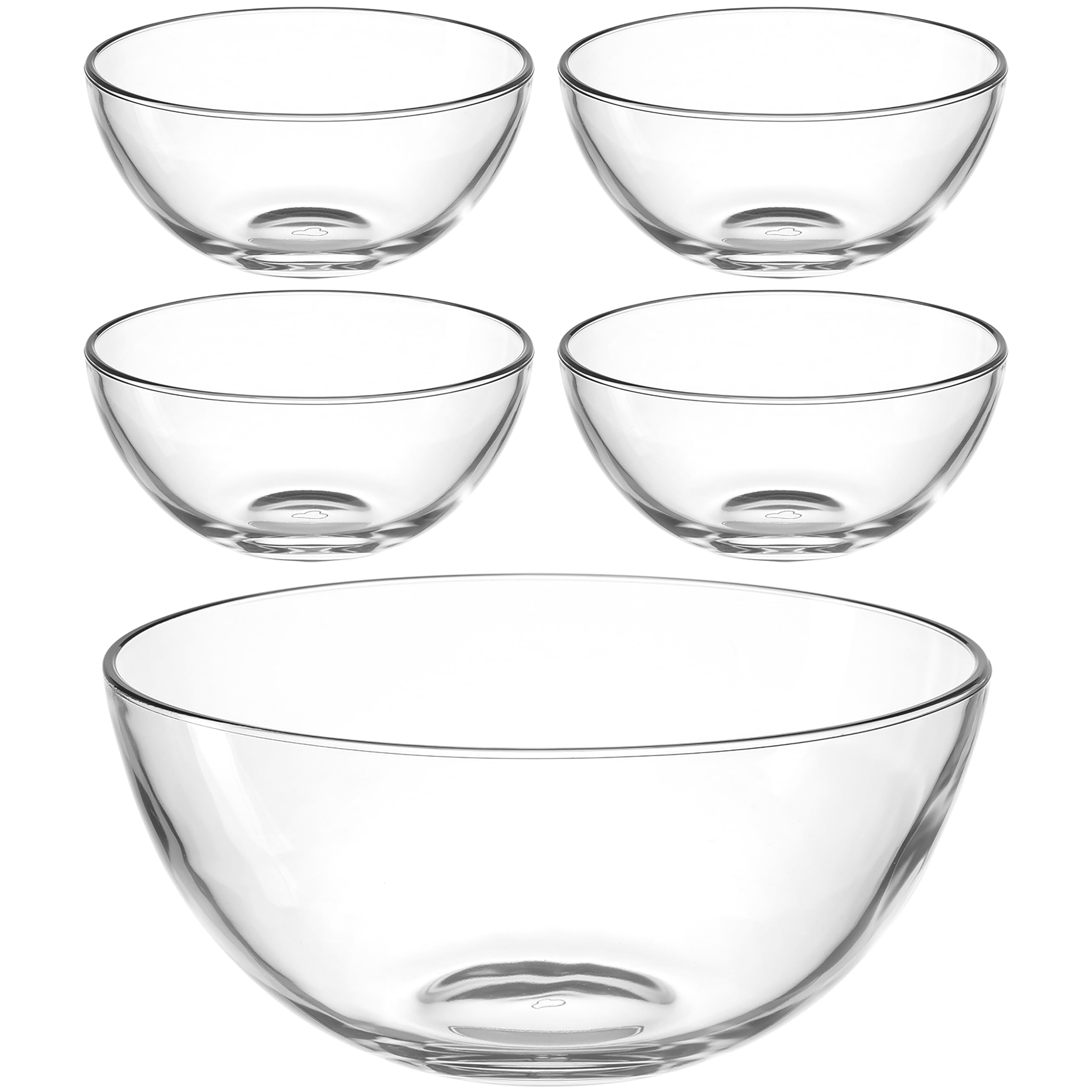 LEONARDO HOME CUCINA Schalenset • 5 tlg. Set • Vielseitig zum Servieren, Anrichten und Aufbewahren • Funktional im Alltag • Für Küche, Esstisch, Buffet • Zeitloses Design • klar • 066348