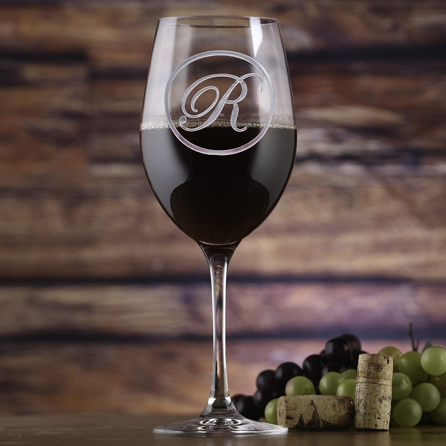 Etched Monogram Stolzle Crystal Red Wine Glass (Set of 4)