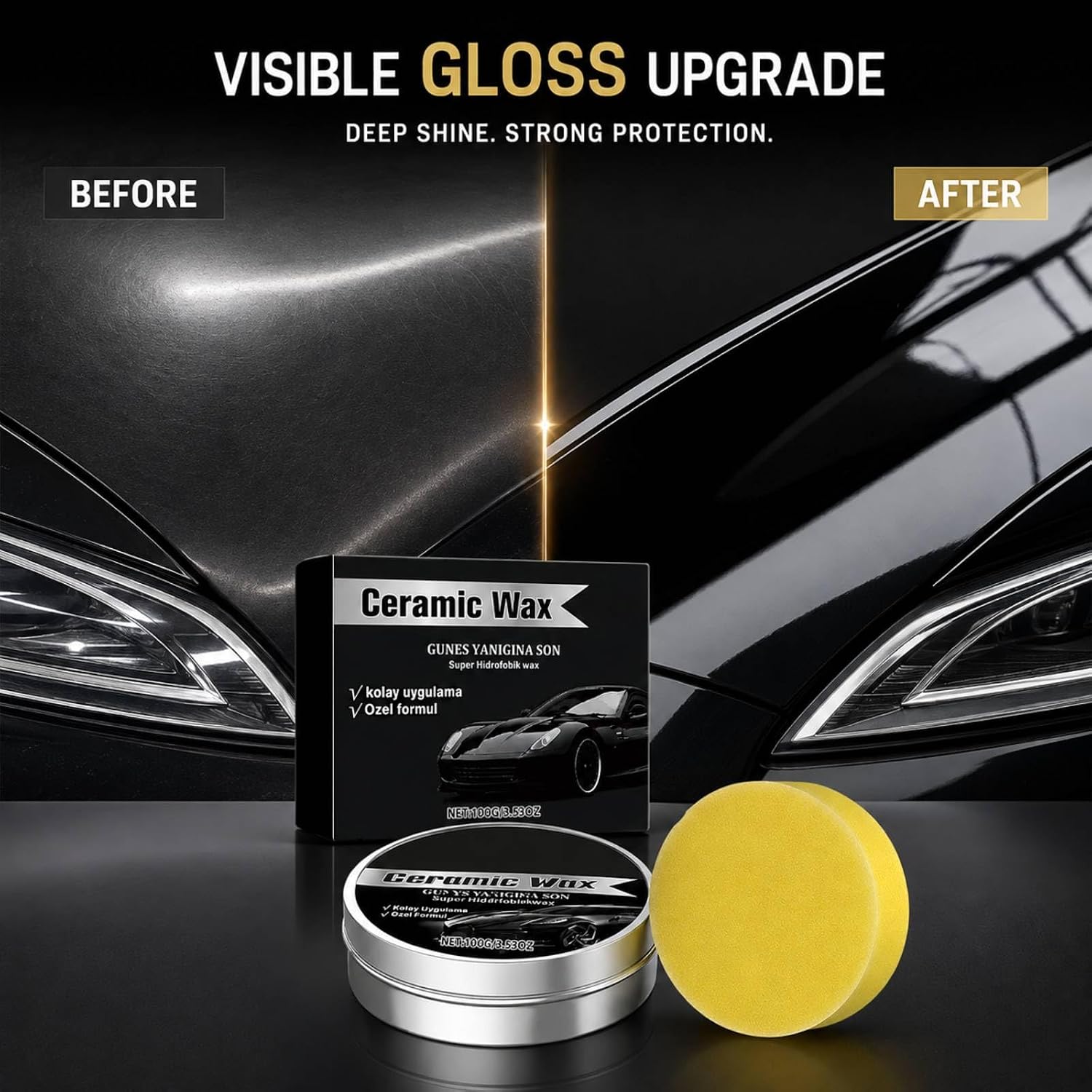Titanium Ceramic Wax Cream for Cars, Ceramic Car Wax with Shine