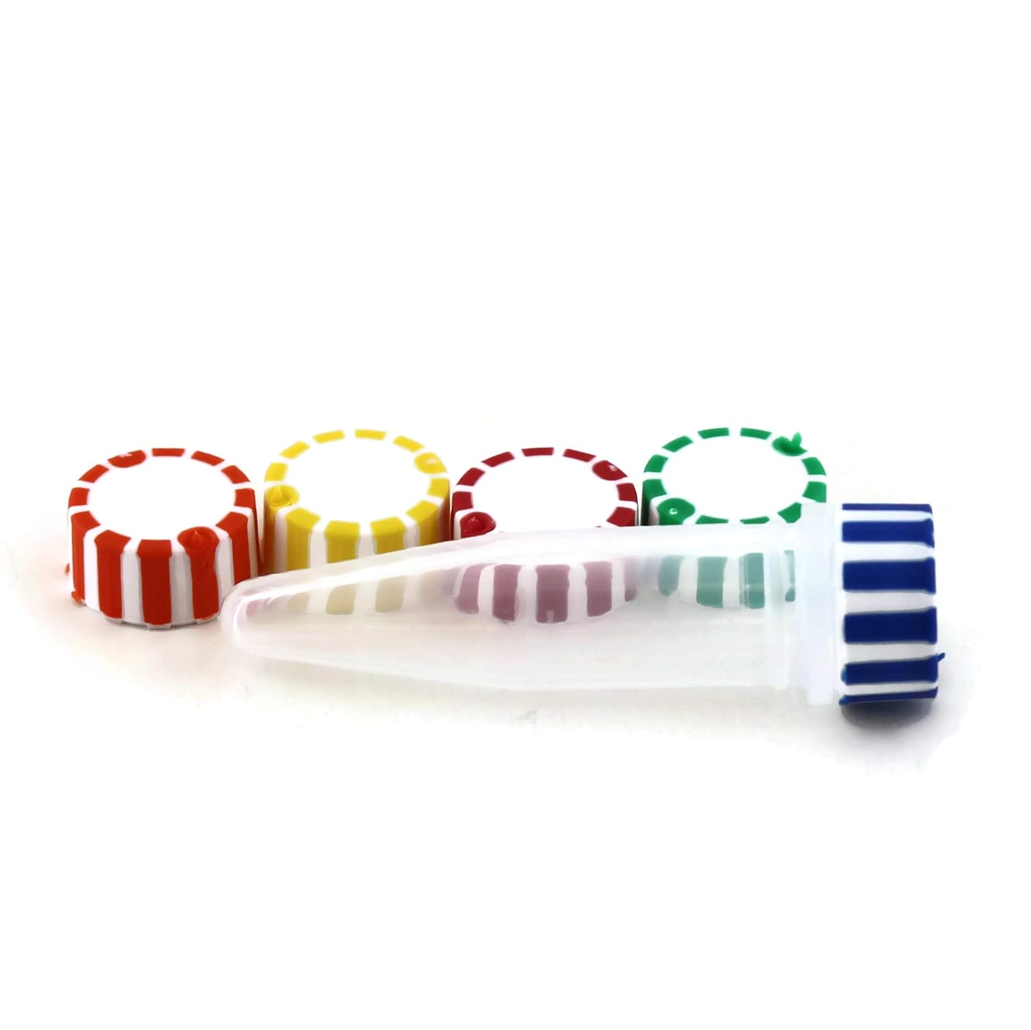 GripSeal Screw Cap Tubes, 1.5ml Capacity, Conical Bottom, Assorted Color Caps, 500 per Case