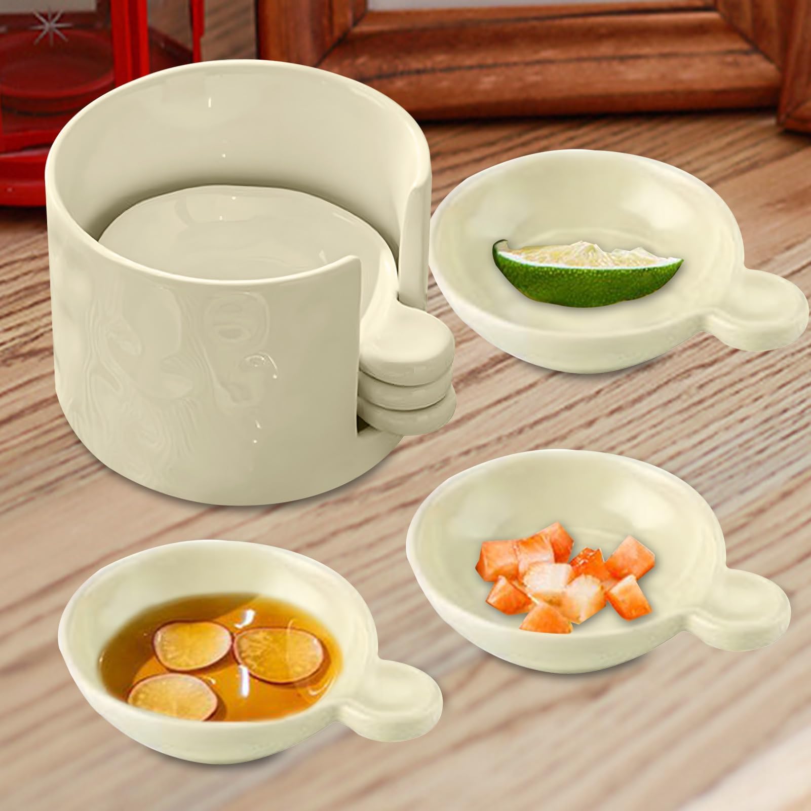Set di piatti per salsa con supporto, mini piatti da cartone per barbecue e condimenti, ideale per la cucina per salse e salse, intrattenimento e feste