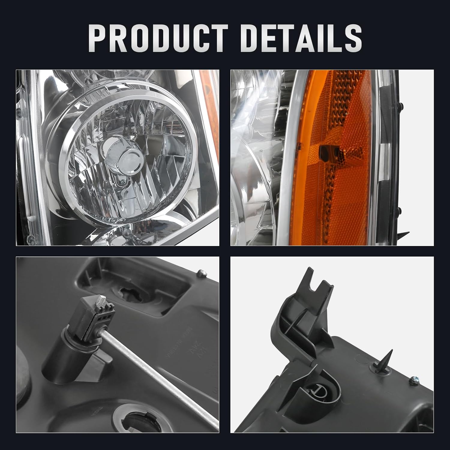 Headlights Assembly Pair Compatible with GMC Yukon XL 1500 2500 2007-2014, Replace 15861025 15861026