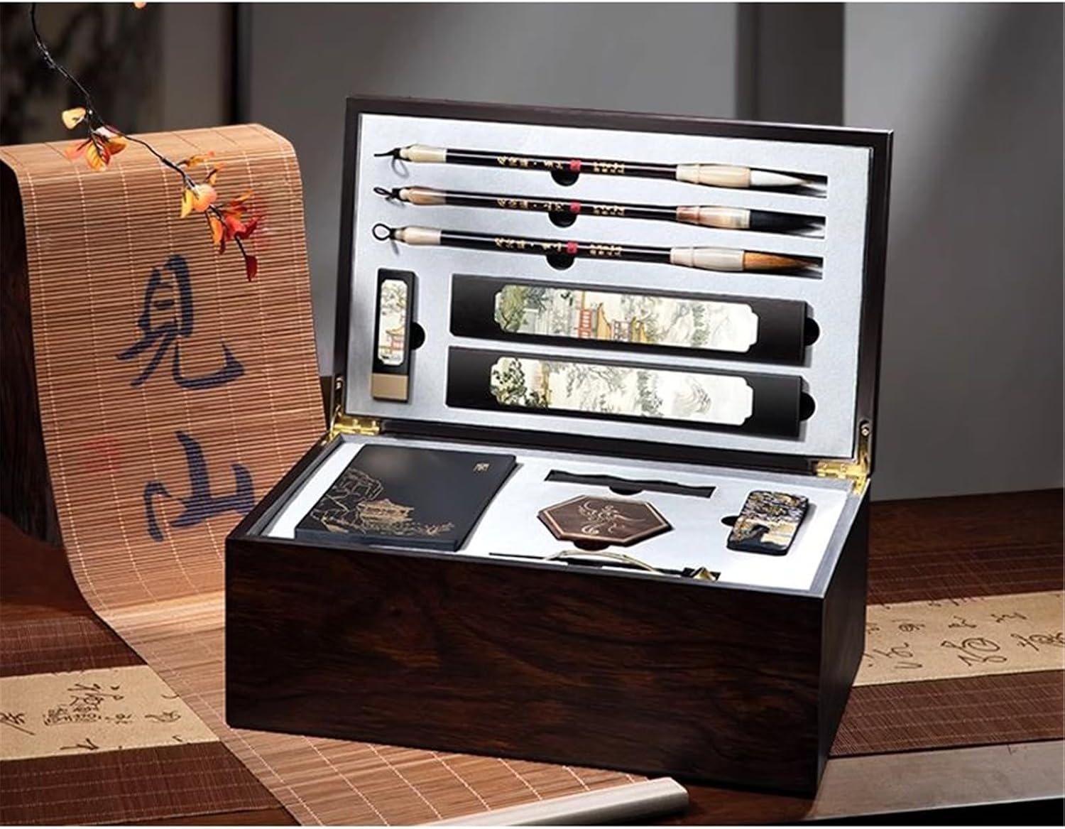 Calligraphy Master's Kit with Brush, Inkstick and Paperweight Set 文房四宝套装-shape2