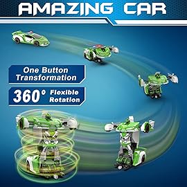 FDJ Remote Control Car - Transform RC Cars, 2.4Ghz 1:18 Scale Transforming RC Drift Car with Flashing Lights, One Key Deformation 360 Degree Rotating Drifting Remote Control for Boys Age 4-7 8-12